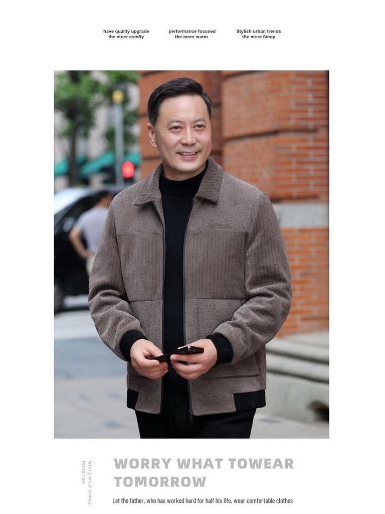 Dad's 2024 Casual Spring/Autumn Jacket for Elderly Men - Ideal for 50-Year-Olds and Up.