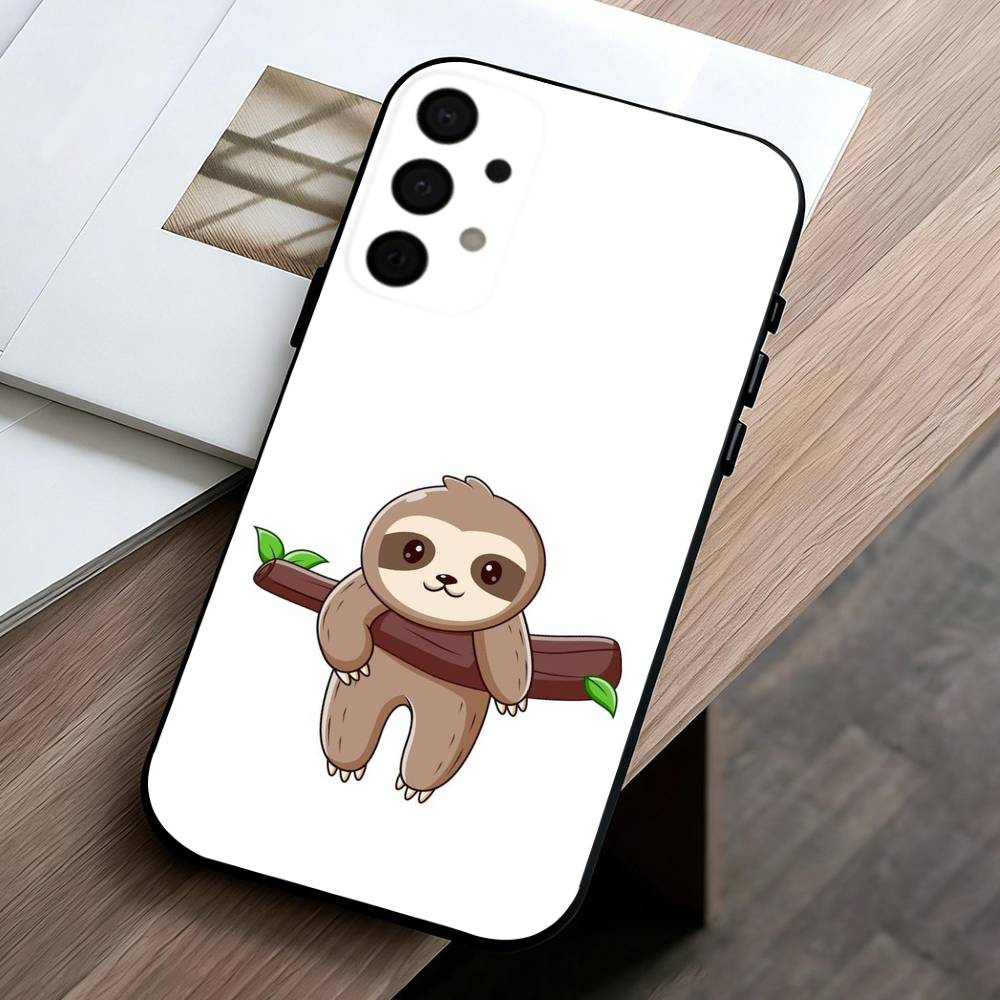 Animal Cute C-Cartoon S-Sloth  Phone Case For Samsung Galaxy A73,A72,A71,A70,A53,A52,A51,Soft Silicone Black Cover