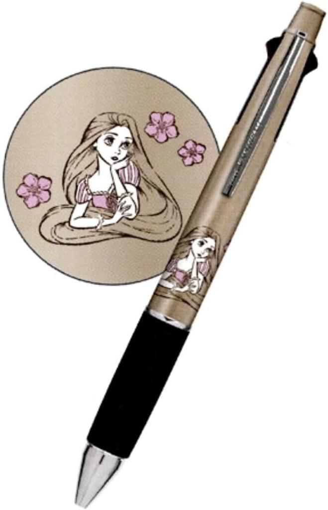 Disney Ballpoint Jetstream Made in Rapunzel Up Set Name 4-Color Pen, 0.5mm Shaft, 0.5mm Shaft, 4&1 Shaft, Japan, (Ballpoint Pen, Stickers)