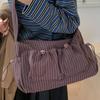 Zipper Closure Pleated Cloud Bag Large Capacity Nylon Crossbody Bag Striped Shoulder Bag  Women