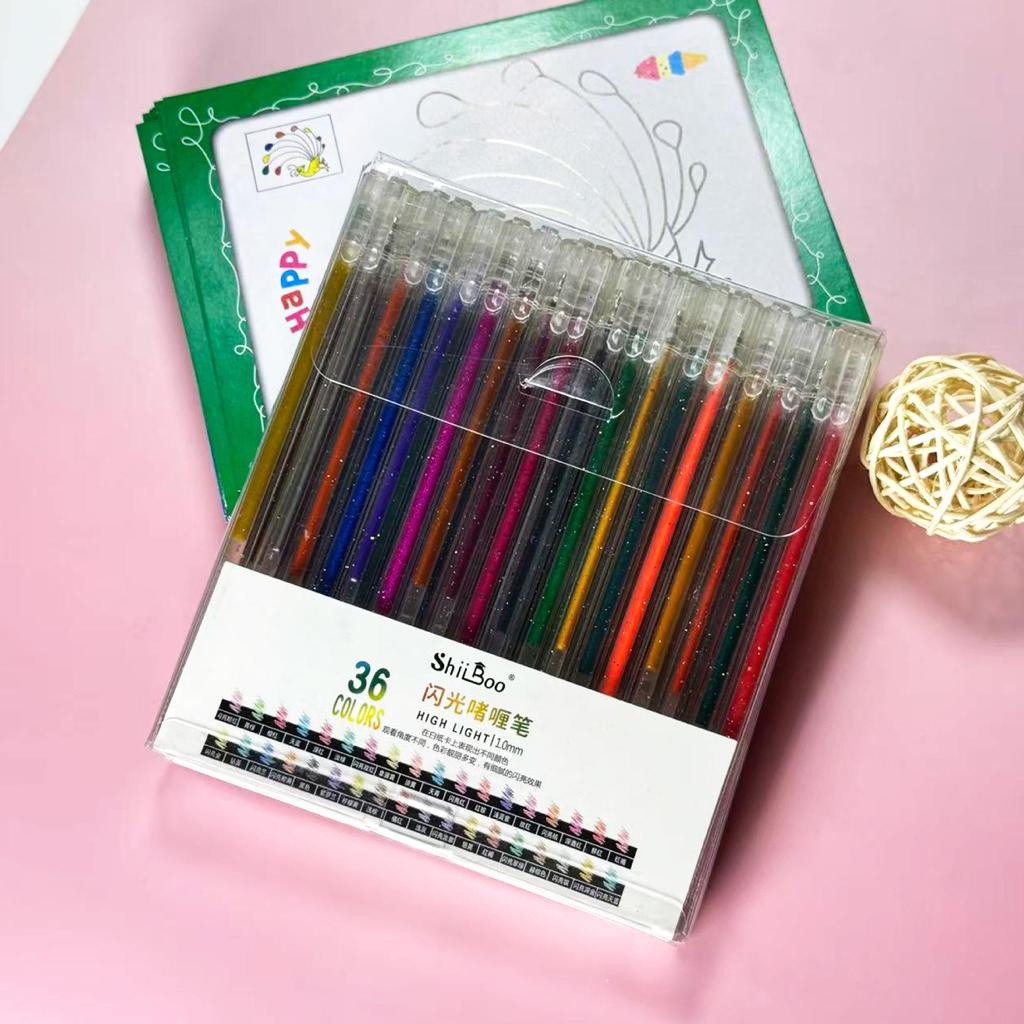 Fluorescent Glitter Gel Pen - Flowing Sand Pearlescent Colors for Students and Journals