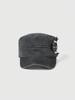 Grunge Punk Vintage Rivet Washed Flat Top Cap Distressed Denim Military Style