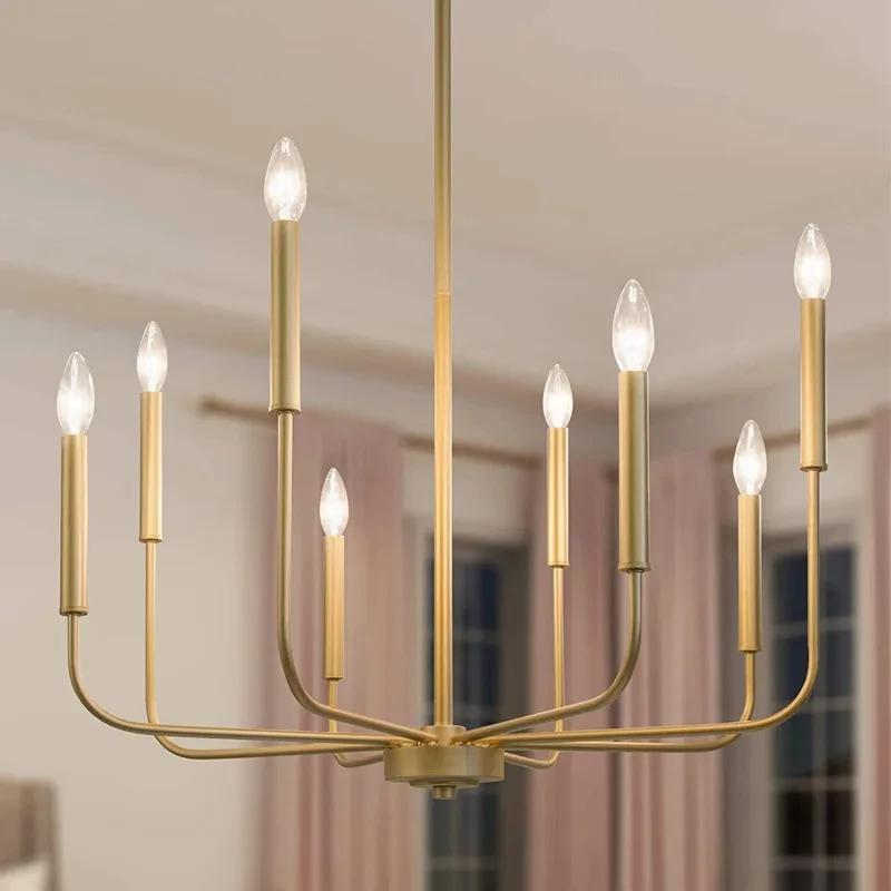 American style modern light luxury Chandelier brass candle Chandelier Restaurant Hotel room decoration ceiling hanging lamp