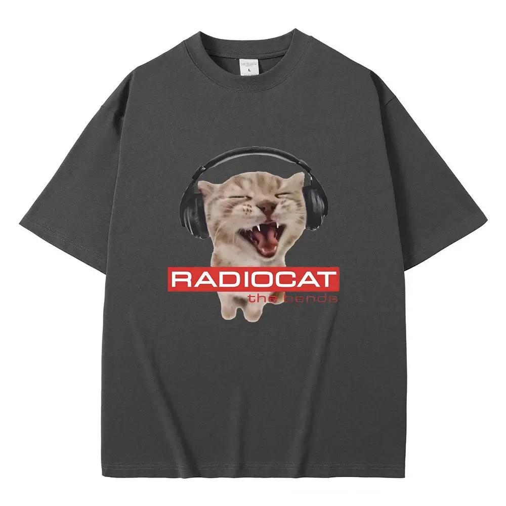 British Rock Band Radiohead Funny Radiocat The Bends Print T-shirt Unisex Women Vintage Gothic Oversized Tshirt Unisex Meme T Shirt