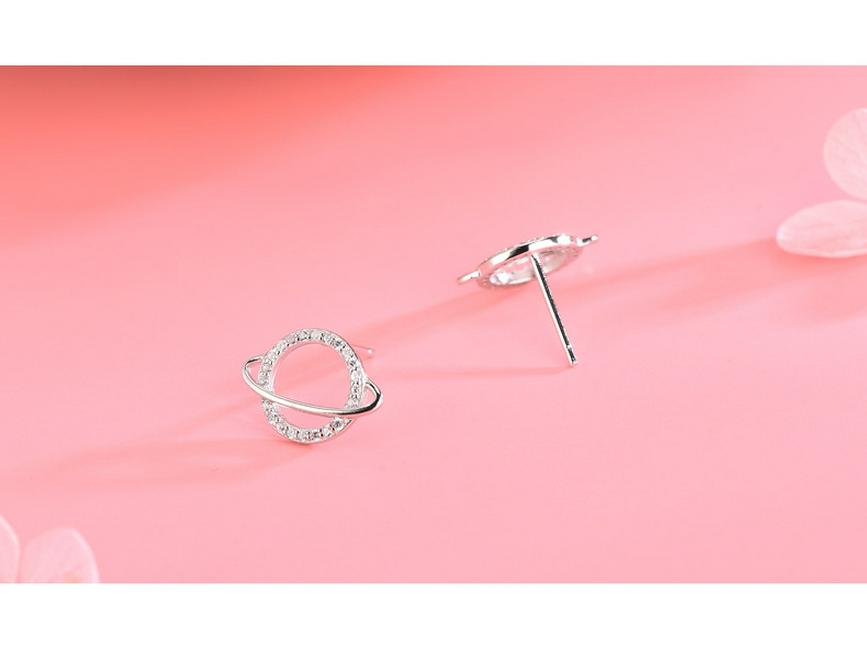 S925 Sterling Silver Diamond Planet Earrings: Trendy Japanese & Korean Style Hollow Universe Design for Women