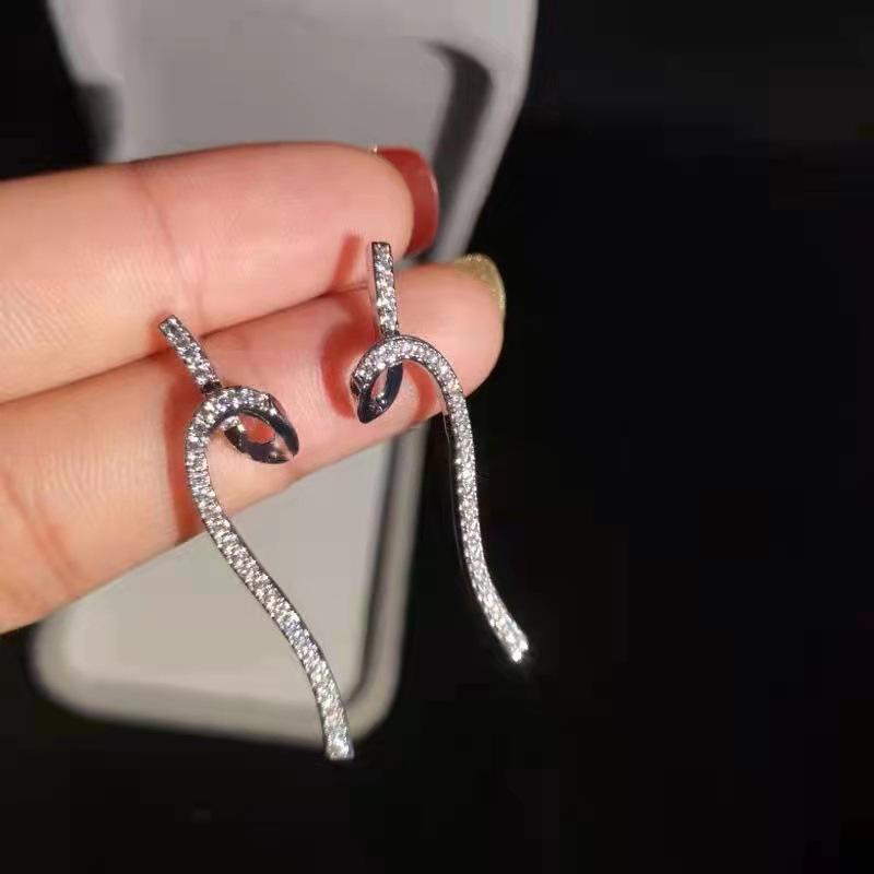 Korean Geometric Wave Curve Stud Earrings for Women - Cool S Spiral Bent Design, Simple  Versatile Fashion.