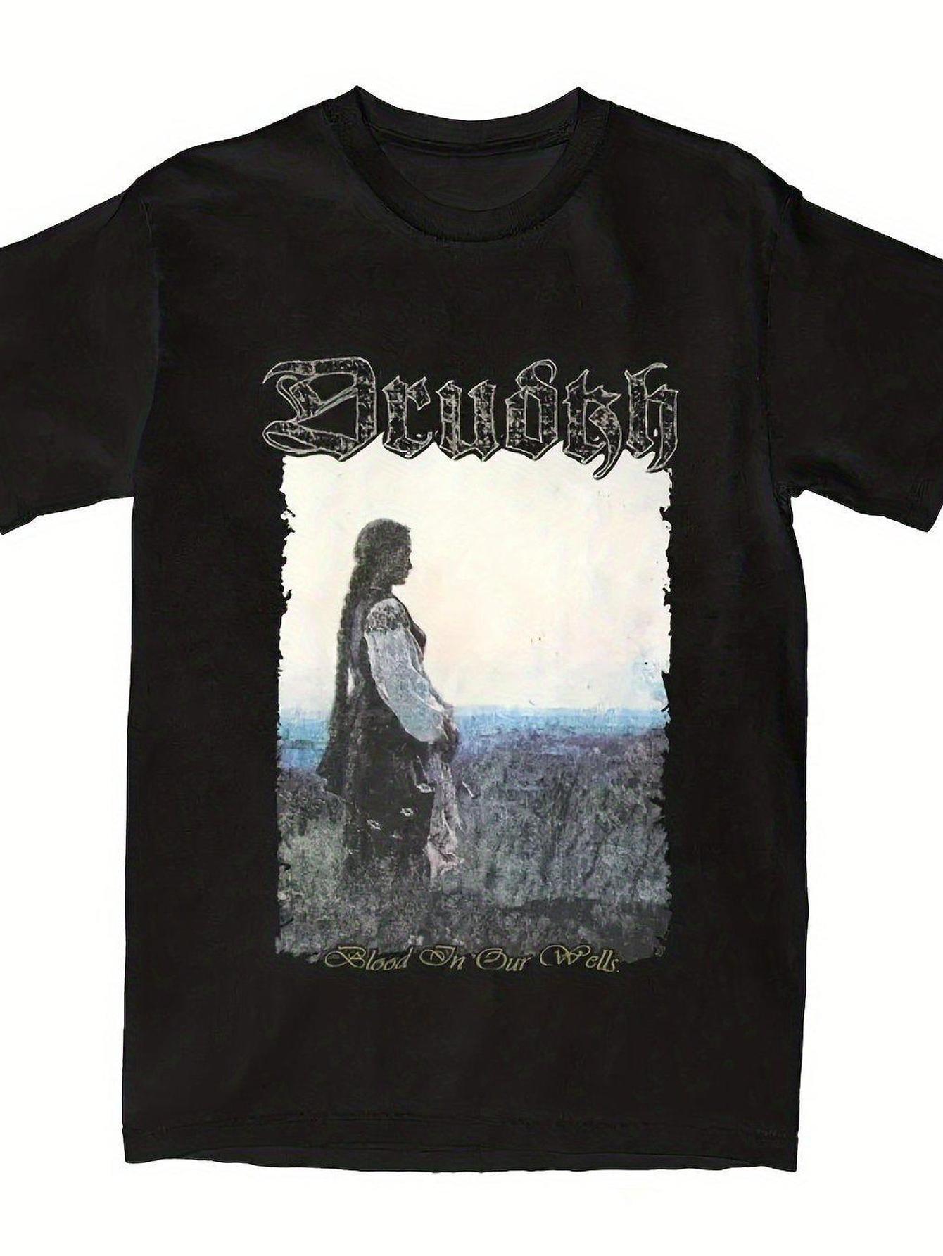 Drudkh Black Metal Band T-Shirt- Oversized Vintage Harajuku Unisex Graphic Tee with Drudkh Band Name& Set On Our Wound Artwork M