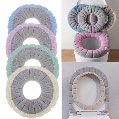 Winter Warm Toilet Seat Cover Mat Bathroom Toilet Pad Cushion with Handle Thicker Soft Washable Closestool Warmer Accessories