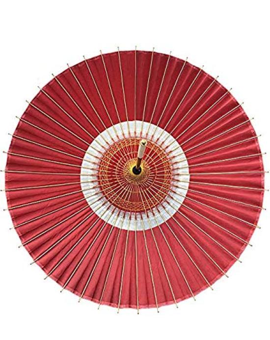 Yamamoto Bamboo Crafts Japanese Janome Rain (YAMAMOTOTAKIZAYIKUYA) Umbrella, Bangasa, Umbrella, Umbrella, Two-Stage, Two-Step (Janome Pattern, Red)
