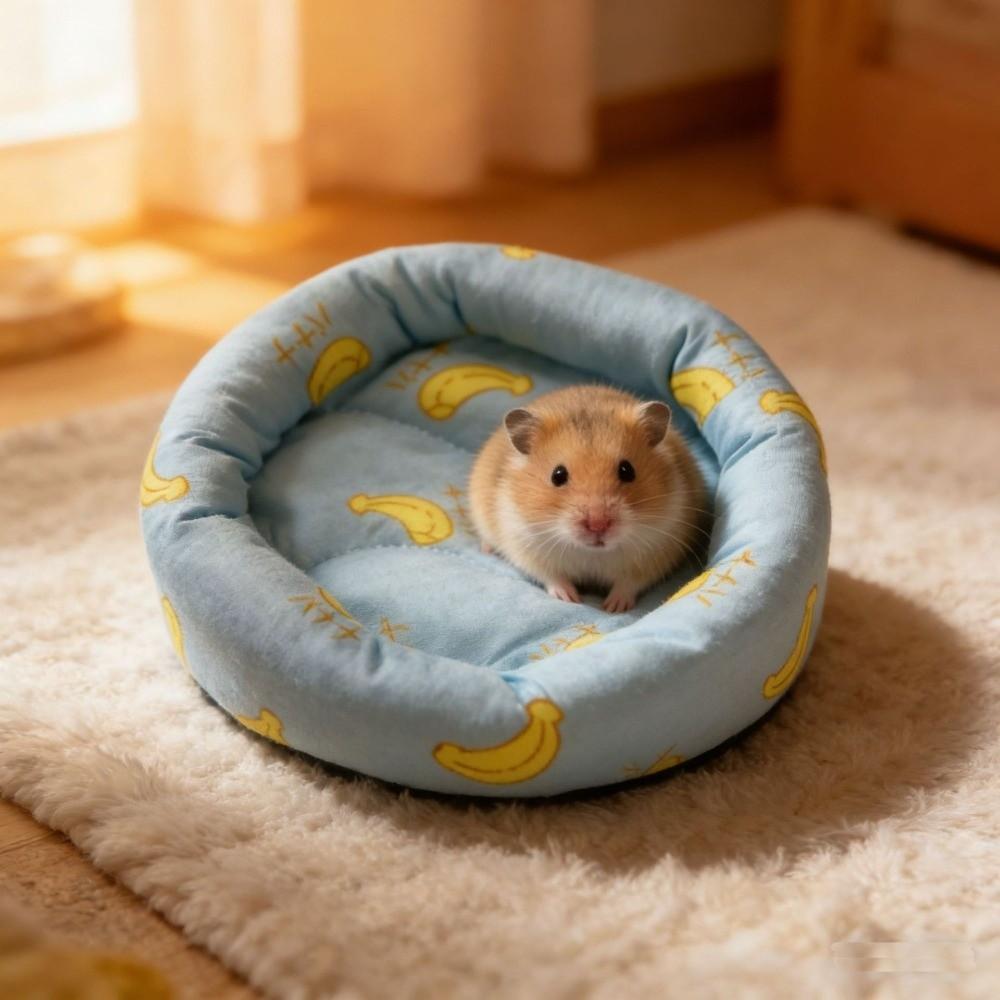 Breathable Hamster Nest Mat Round Guinea Pig Bed Small Pet Litter Mat  for Guinea Pig Rabbit