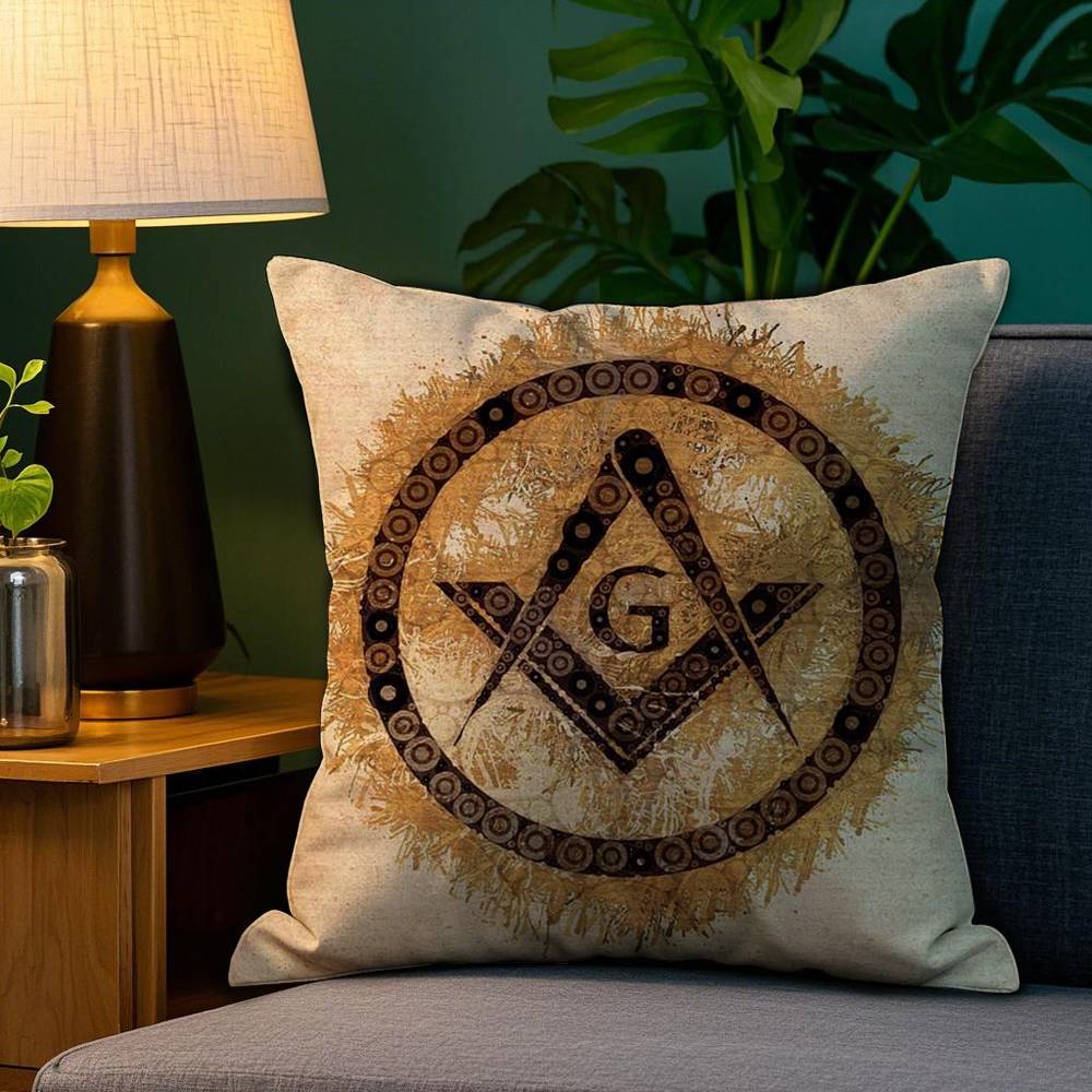 

F-Freemason Painting Pillow Case Plush Fabric Soft Double Sided Print Sofa Cushion Cover Throw Pillow Covers 12x12Inch