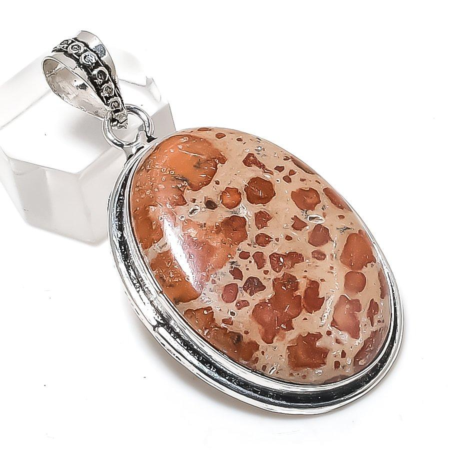 Asteroid Jasper Gemstone Handmade 925 Sterling Silver Jewelry Pendant 2.13" B8y77