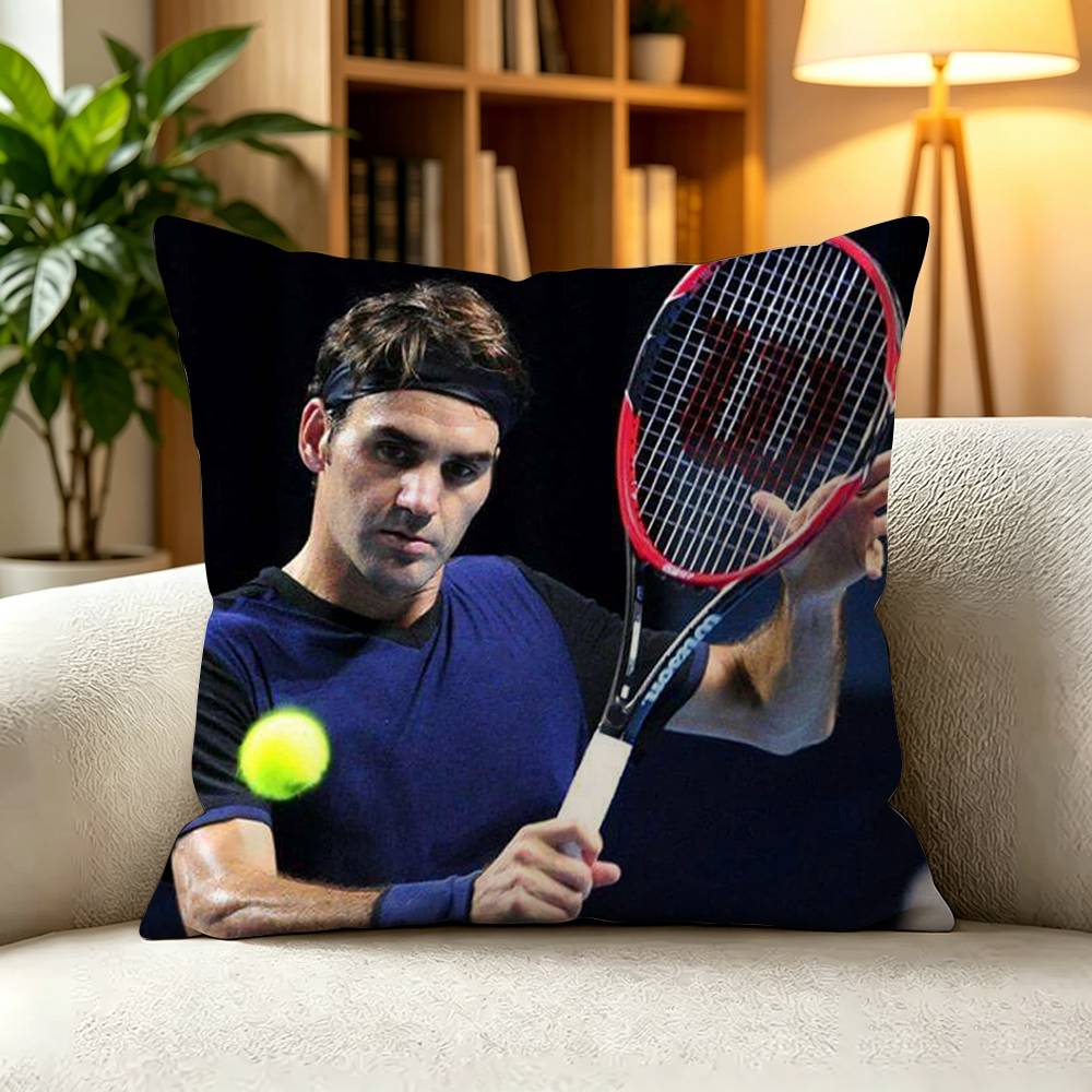 TTennis Legend Roger Federer Square DoubleSided printed Pillow Case Bedroom Bedside Pillow Sofa Cushion Cover