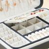 Jewelry Box with PU-Covered Exterior, Lift-Out Upper Tray, Ring Rolls, Earring Panel, Necklace Hooks, and Lid Pocket