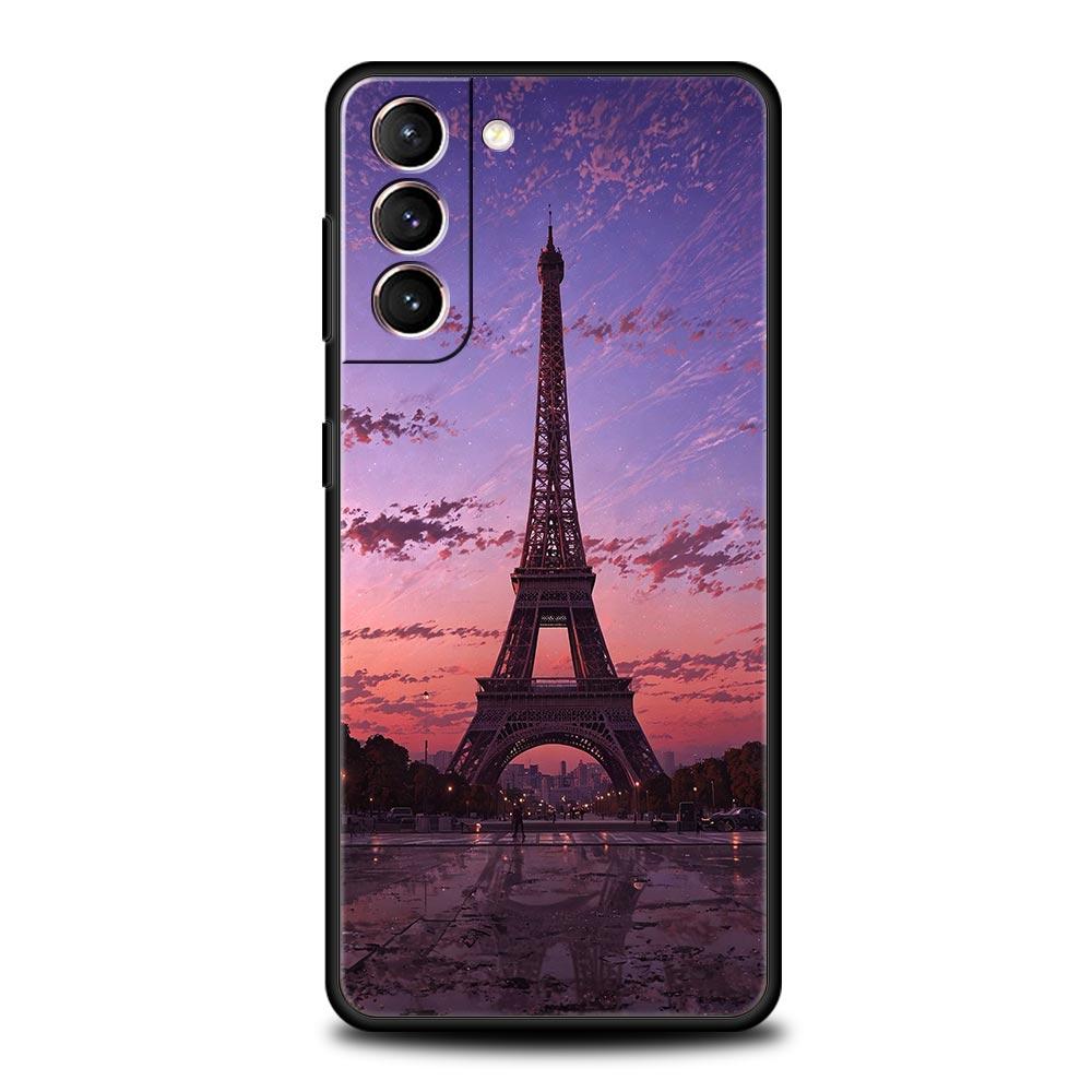 Red Umbrella Eiffel Tower Soft Phone Case For Samsung Galaxy S25 Edge S24 Plus S23 FE S22 S21 S20 Ultra 5G S10 Protect Cover
