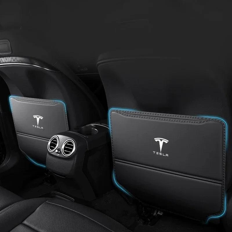 Car Sticker 2025 New Tesla 1pcs Car Seat Back Protection Child Anti-Kick Anti-fouling Cushion Cover Stowable Pad for Tesla Model
