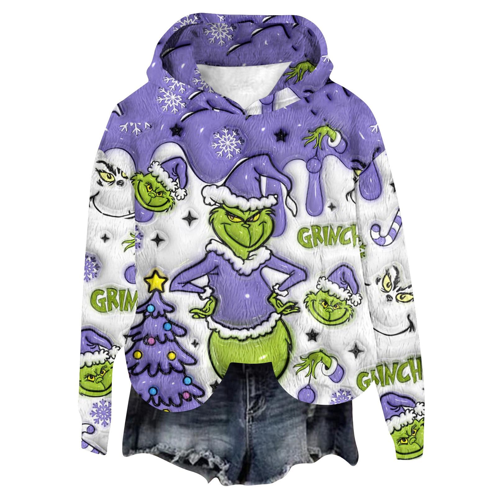 

Женская фланелевая толстовка с капюшоном и длинными рукавами с рождественским принтом L фиолетовый