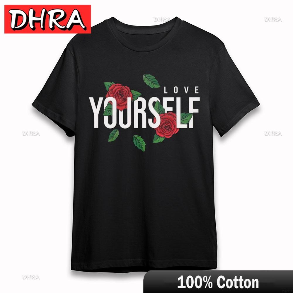 Unisexs Fashion TShirt Red Rose LOVE YOURSELF Tee Short Cotton Black Oversize Tops Clothing for Weekend Style TShirt Boys Israel 4XL