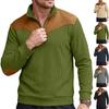 Felpa Uomo Vintage Stile Europeo con Mezza Zip e Collo Alto in Tessuto Poliestere per Uso Casual