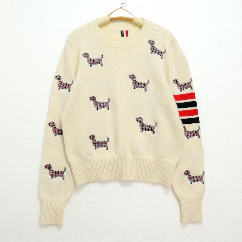 

Женский свитер из арктического флиса: Повседневный свободный крой с рисунком щенка, круглая горловина, трикотаж для осени и зимы One Size