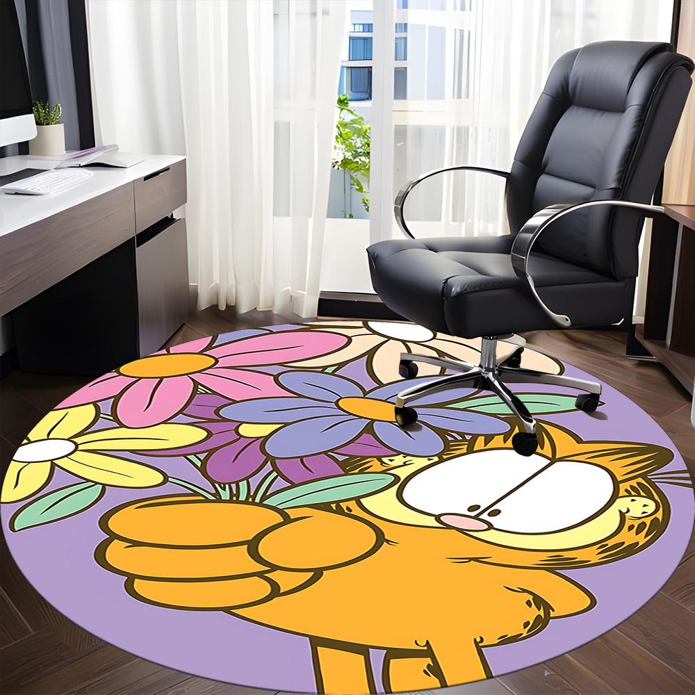 1pc Garfield Office Round Area Rug, Under Office Chairs Bedroom Living Room Home Decor, Room Deco