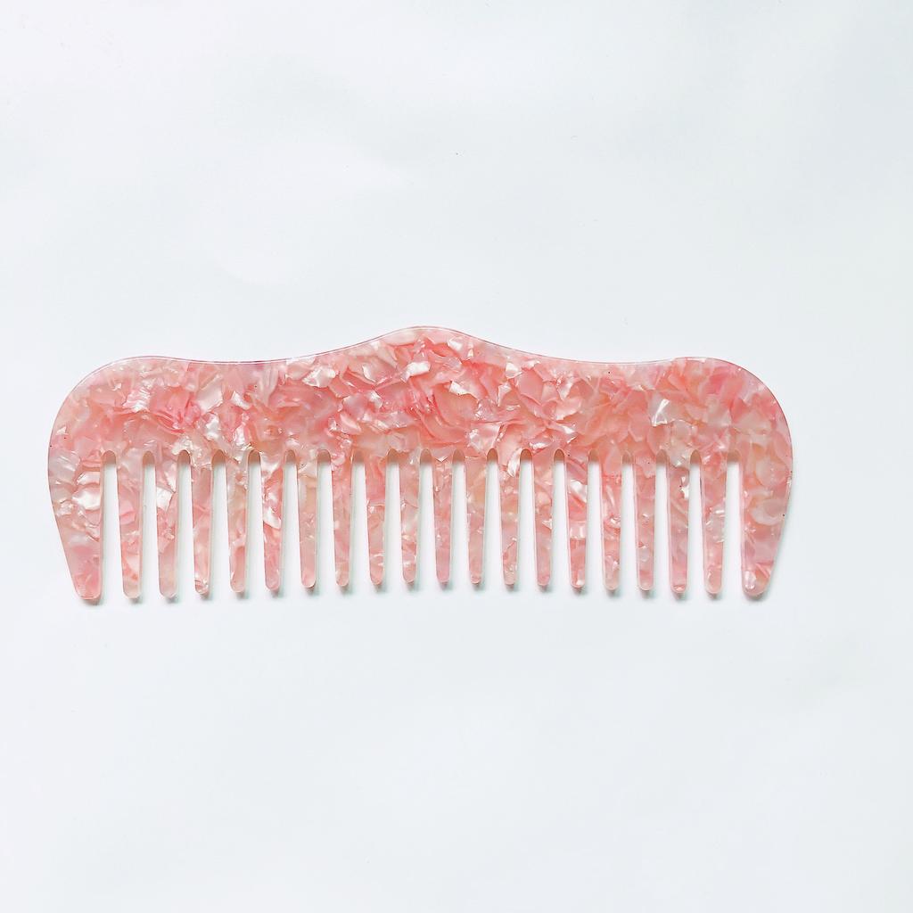 Daily Life Hairdressing Tail Cellulose Marble Pattern Hair Combs Wide Teeth Tortoise Shell Colorful Acetate Hair Combs for Women