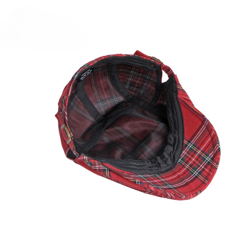 Golexury Spring and Summer Thin Breathable Cap Men's British Retro Beret Women's Bud Top Hat Casual Plaid Visors Hat for Dad