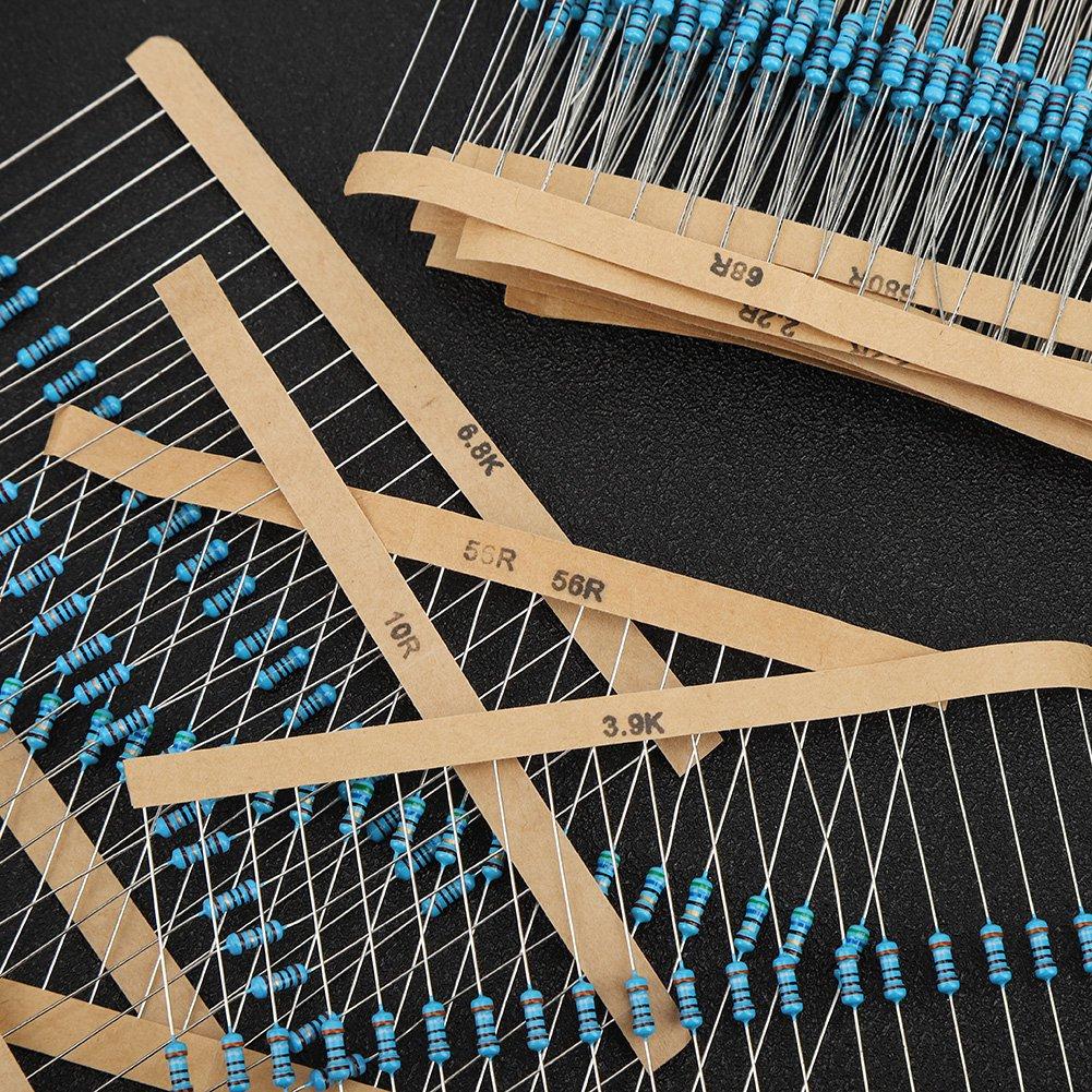 Metal Film Resistor Kit, 1280pcs 1R-10M 1Celsius4W 64 Values Resistor Assortment