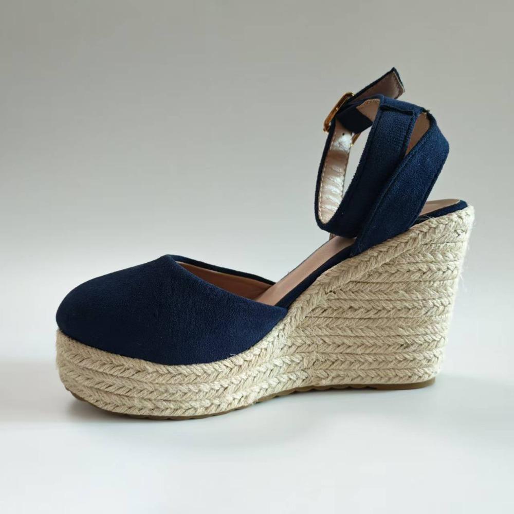 Platform Shoes Women Wedge Heels Blue Elegant Ladies Party Shoes Fashion Espadrille Wedge Heel 10cm Plus Size 42