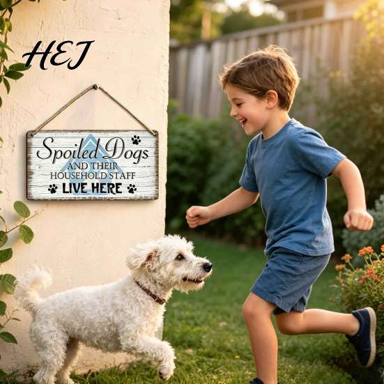 Durable Wood Wall Plaque Pet House Wooden Door Sign, Rustic Farmhouse Dog Hanging Plaque, Vintage Style Home Decor, Housewarming Gift for Lovers Lover