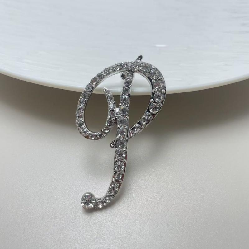 Fashion Alphabet Letter Brooch Pin Full Crystal Rhinestone Encrusted Minimalist Clothing Accessory For Women