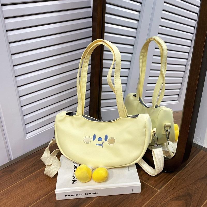 Cute Cartoon Versatile Canvas Bag Female Messenger Bag, Soft Girl Girl Bag Student Shoulder Bag
