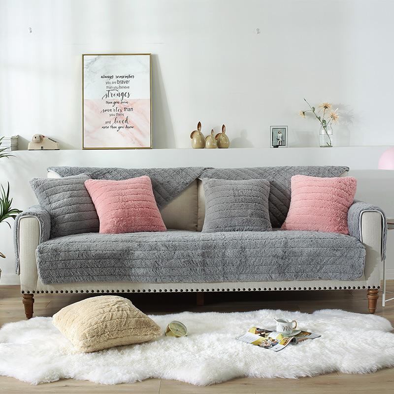 

1 шт. Минималистичная современная плюшевая подушка для дивана, бытовая подушка для сиденья с утолщением и согревом для гостиной на зиму, противоскользящая подушка для дивана 1seater 70x70cm