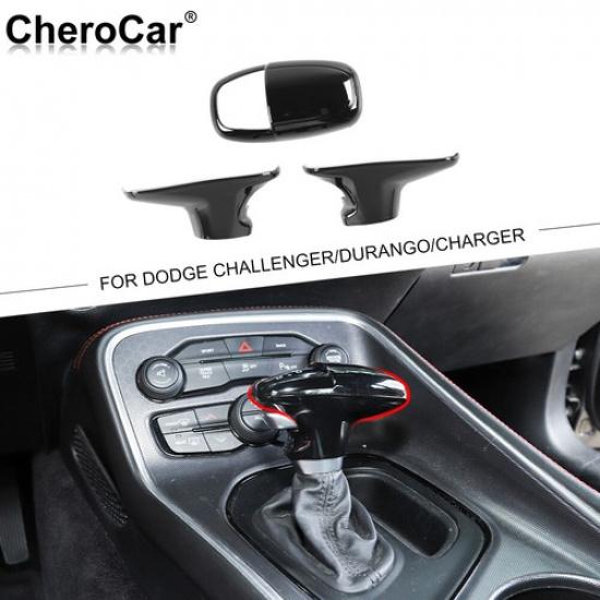 

3xGear Shift Knob Decor Cover Trim Bezels for Dodge Challenger 15+/Durango 18+