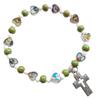Cross Pendant Strand Bracelets Elastic Bead Bangles Women Jewelry Gift Beaded Bracelets Pendant Bracelets for Girl Women