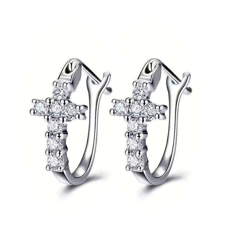 Classic Princess Square Bag Earrings, Cross Ear Buckles, Zircon Earrings.