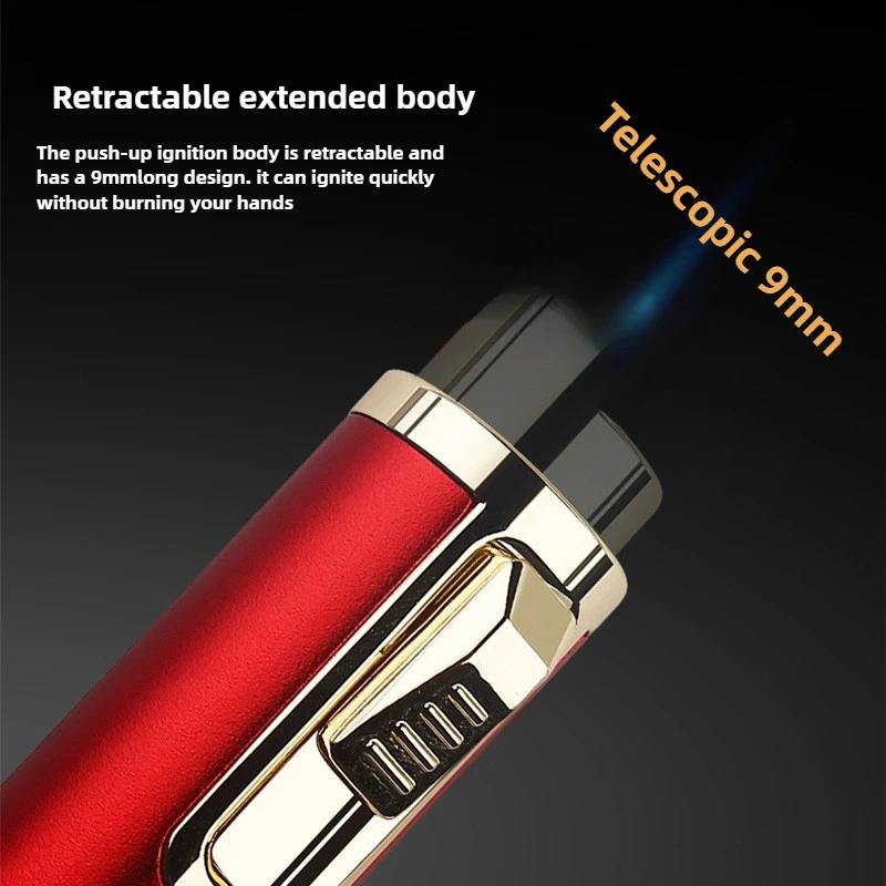 NEW Metal Material Is Stretchable Windproof Blue Jet Flame Lighter Refillable Multifunctional Moxibustion Cigarette Accessory