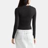 Calvin Klein Solid Hollow Knit Long Sleeve T-Shirt Women tops Black J222956-BEH