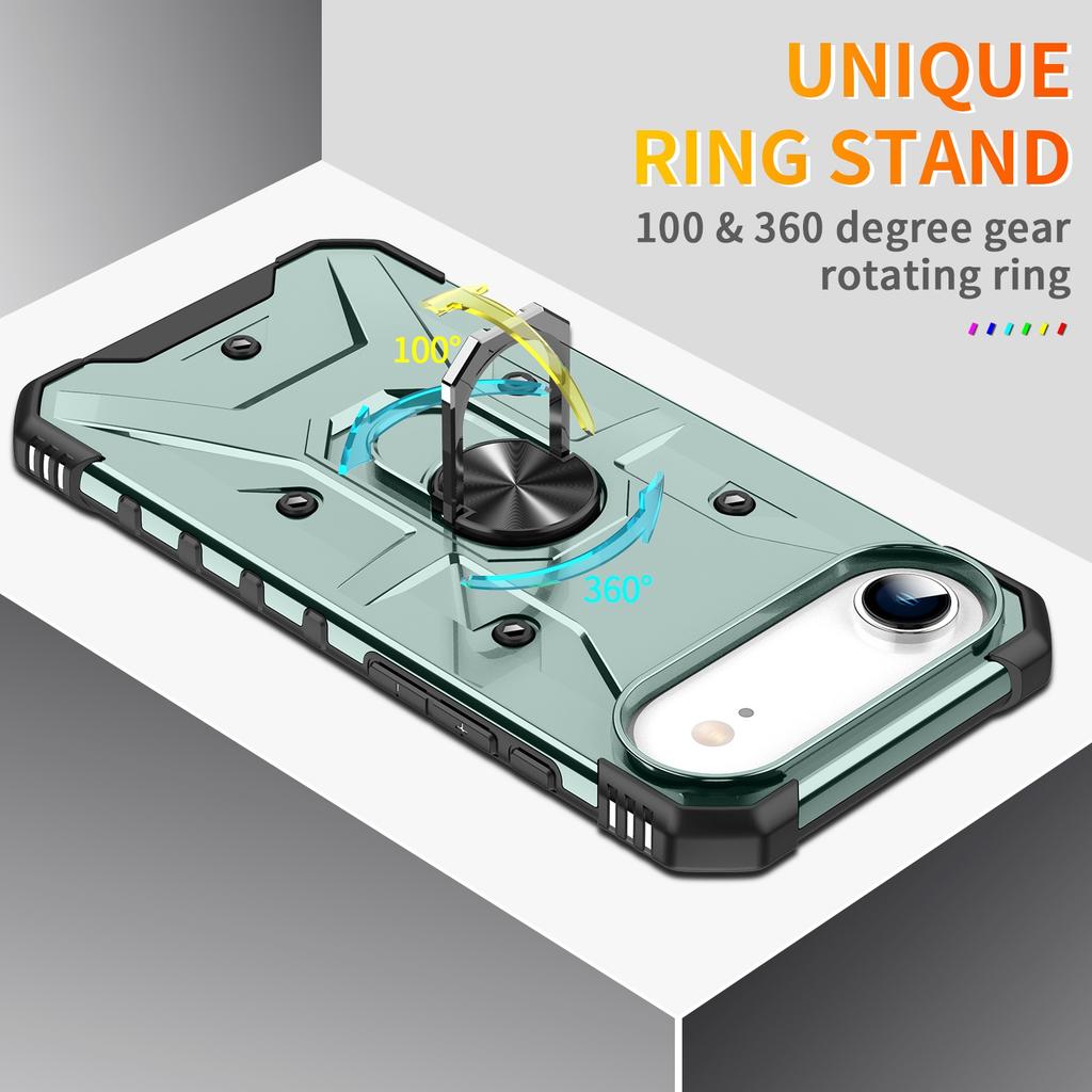 For iPhone 17 Air Case PC+TPU Anti-Drop Phone Cover with Ring Kickstand