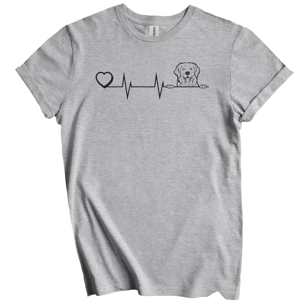 T-shirt con Grafico a Linee Battito Cardiaco Cane Golden Retriever