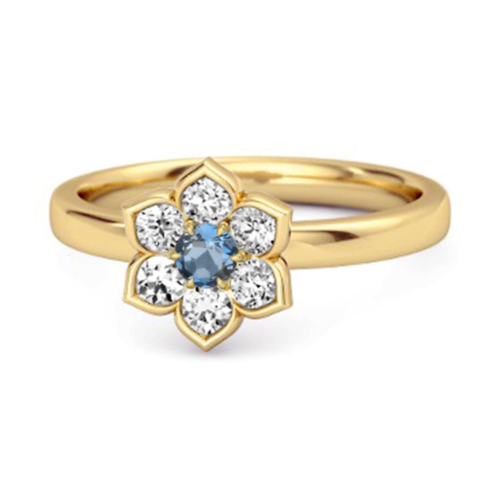 London Blue Topaz Floral Cluster Ring - 925 Sterling Silver Gold Vermeil