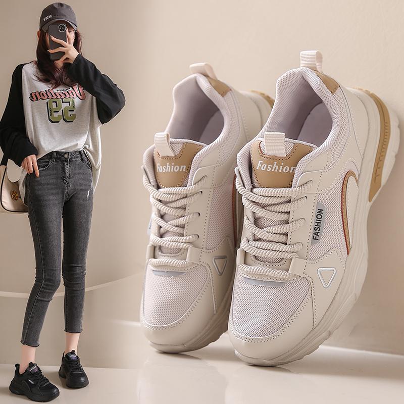 

New large size platform dad shoes cold sticky ultra-light sports and leisure shoes women s shoes light and comfortable 35 бежевий