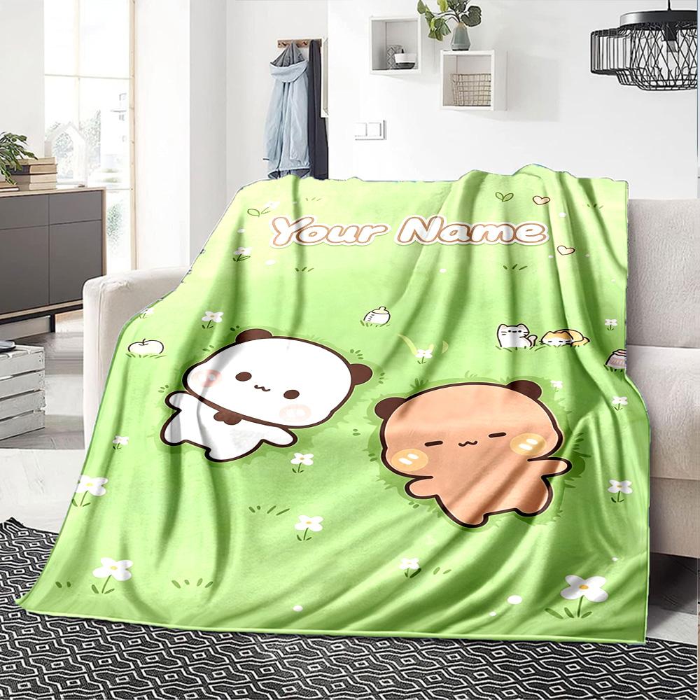 Name Custom Bubu Y Dudu Cartoon Print Flannel Blanket High Quality Warm Comfortable Cover for All Seasons Perfect for Gifts Home Decor