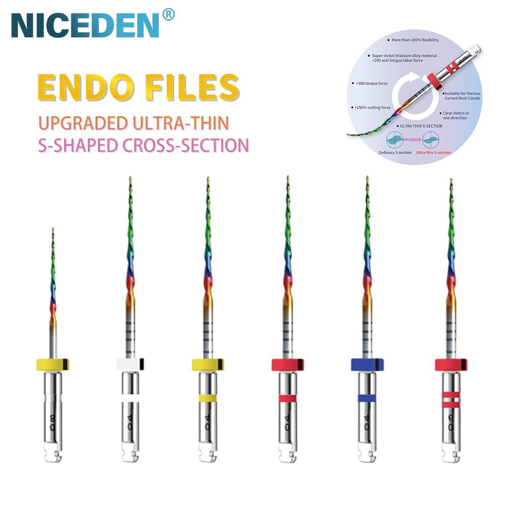 Rainbow-serien 6 stk/eske SX-F3 Blå Filer 21mm Varmeaktiverte NiTi Rotkanalfiler Kan Bøyes Endodontisk Behandling Roterende Fil 25mm