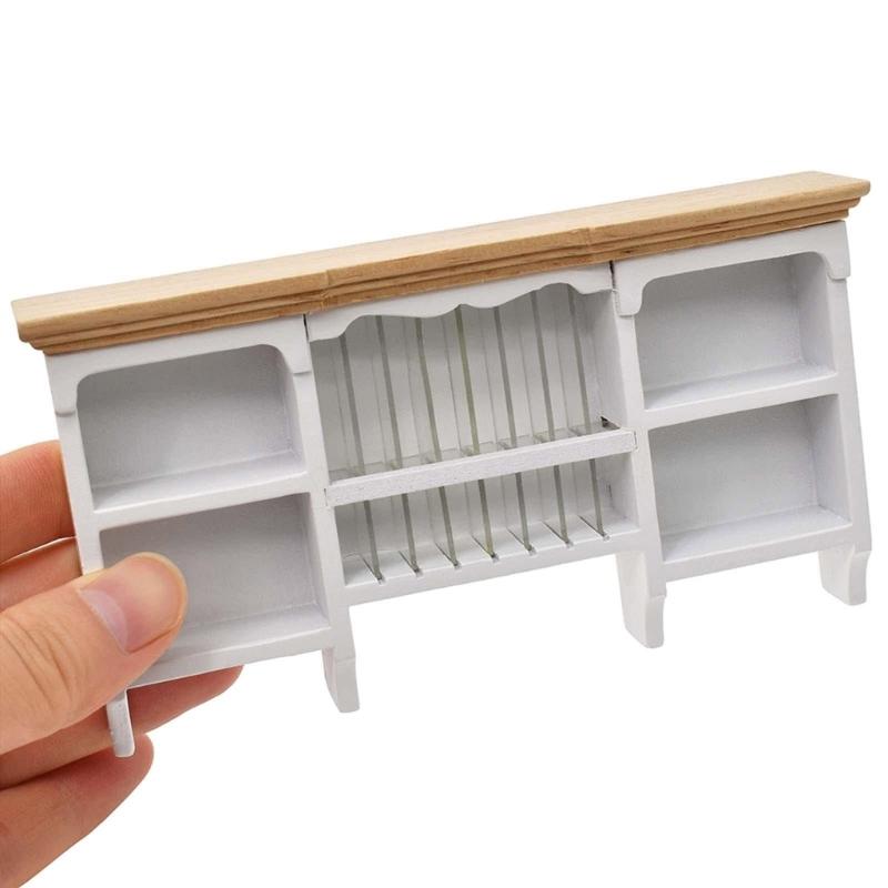 Display Shelf Miniature Display for 1:12 Scale Dollhouses, Perfect for Pretend Play and Display Realistic Wood Furniture