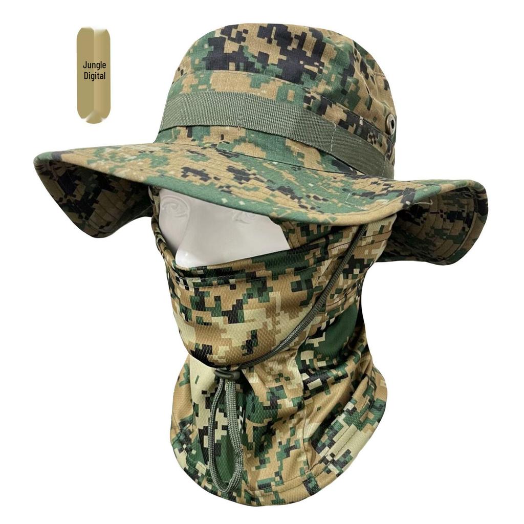 Camouflage Sun Protection Set: Windproof Fisherman Hat & Cycling Balaclava for Outdoor Adventures