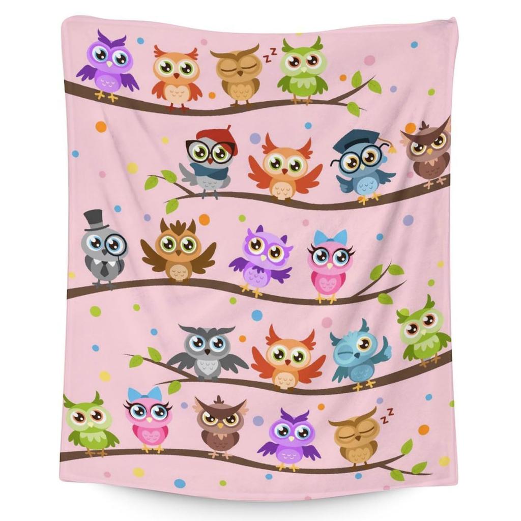 Cartoon Owl Flannel Blanket Cute Blanket Air Conditioning Blanket Nap Blanket Flannel Blanket