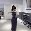 Suspender skirt new women's high-end temperament socialite sexy waist and thin backless hip-wrapped dress