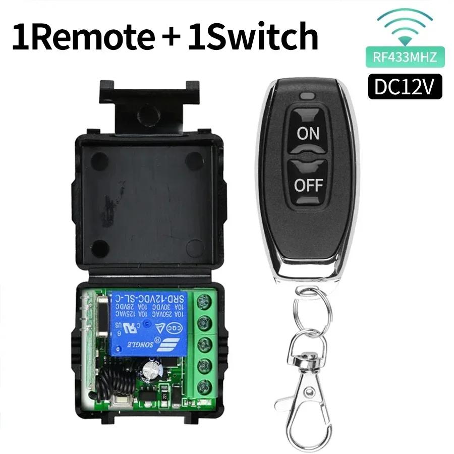 Wireless RF 433Mhz Light Switch Module DC 12V 1CH 10A Relay Receiver ON OFF Remote Control Transmitter For Gagate Door Lock DIY