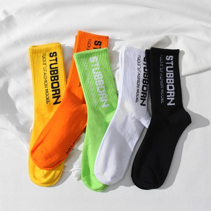 Men's Spring and Autumn Tide Sports Letter Skateboard Tube Socks